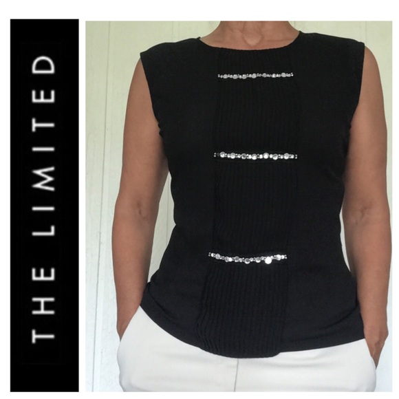 COPY - THE LIMITED BLACK EMBELLISHED SLEEVELESS TANK TOP SIZE XS - Picture 1 of 10